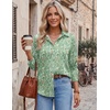 Zeagoo Blouses for Women Dressy Casual Long Sleeve Button Down Shirts Tops(Green Floral)