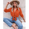 Zeagoo Blouses for Women Dressy Casual Long Sleeve Button Down Shirts Tops(Orange)