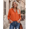 Zeagoo Blouses for Women Dressy Casual Long Sleeve Button Down Shirts Tops(Orange)