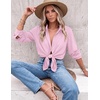 Zeagoo Blouses for Women Dressy Casual Long Sleeve Button Down Shirts Tops(Pink)