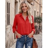 Zeagoo Blouses for Women Dressy Casual Long Sleeve Button Down Shirts Tops(Red)