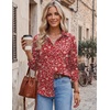 Zeagoo Blouses for Women Dressy Casual Long Sleeve Button Down Shirts Tops(Red Floral)