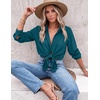 Zeagoo Blouses for Women Dressy Casual Long Sleeve Button Down Shirts Tops(Teal Blue)