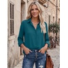 Zeagoo Blouses for Women Dressy Casual Long Sleeve Button Down Shirts Tops(Teal Blue)