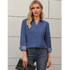 Zeagoo Blouses for Women Long Sleeve Dressy Casual Button Down Shirts(Blue Denim)
