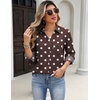 Zeagoo Blouses for Women Long Sleeve Dressy Casual Button Down Shirts(Brown Polka Dots)