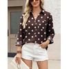Zeagoo Blouses for Women Long Sleeve Dressy Casual Button Down Shirts(Brown Polka Dots)