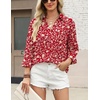 Zeagoo Blouses for Women Long Sleeve Dressy Casual Button Down Shirts(Holiday Rose)