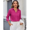 Zeagoo Blouses for Women Long Sleeve Dressy Casual Button Down Shirts(Hot Pink)