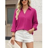 Zeagoo Blouses for Women Long Sleeve Dressy Casual Button Down Shirts(Hot Pink)
