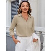 Zeagoo Blouses for Women Long Sleeve Dressy Casual Button Down Shirts(Khaki)