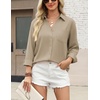 Zeagoo Blouses for Women Long Sleeve Dressy Casual Button Down Shirts(Khaki)