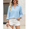 Zeagoo Blouses for Women Long Sleeve Dressy Casual Button Down Shirts(Light Blue)