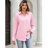Zeagoo Blouses for Women Long Sleeve Dressy Casual Button Down Shirts(Light Pink)