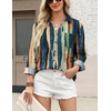 Zeagoo Blouses for Women Long Sleeve Dressy Casual Button Down Shirts(Multicoloured Brush)