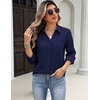 Zeagoo Blouses for Women Long Sleeve Dressy Casual Button Down Shirts(Navy)