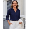 Zeagoo Blouses for Women Long Sleeve Dressy Casual Button Down Shirts(Navy)