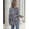 Zeagoo Blouses for Women Long Sleeve Dressy Casual Button Down Shirts(Paisley Blue)