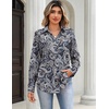Zeagoo Blouses for Women Long Sleeve Dressy Casual Button Down Shirts(Paisley Blue)