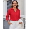 Zeagoo Blouses for Women Long Sleeve Dressy Casual Button Down Shirts(Red)