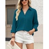 Zeagoo Blouses for Women Long Sleeve Dressy Casual Button Down Shirts(Teal Blue)
