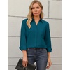 Zeagoo Blouses for Women Long Sleeve Dressy Casual Button Down Shirts(Teal Blue)