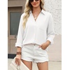 Zeagoo Blouses for Women Long Sleeve Dressy Casual Button Down Shirts(White)