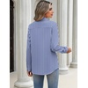 Zeagoo Blouses for Women Long Sleeve Dressy Casual Button Down Shirts(White Blue Striped)