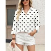 Zeagoo Blouses for Women Long Sleeve Dressy Casual Button Down Shirts(White Polka)