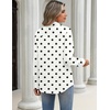 Zeagoo Blouses for Women Long Sleeve Dressy Casual Button Down Shirts(White Polka)