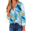 Zeagoo Button Down Shirt Women Long Sleeve Blouses Casual Tops Work Outfits(D-blue Printed)