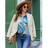 Zeagoo Button Down Shirt Women Long Sleeve Blouses Casual Tops Work Outfits(D-blue Printed)