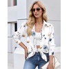 Zeagoo Button Down Shirt Women Long Sleeve Blouses Casual Tops Work Outfits(Floral White)