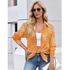 Zeagoo Button Down Shirt Women Long Sleeve Blouses Casual Tops Work Outfits(Orange Printed)