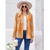 Zeagoo Button Down Shirt Women Long Sleeve Blouses Casual Tops Work Outfits(Orange Printed)