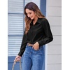 Zeagoo Button Down Shirts for Women Dressy Printed Long Sleeve Blouse(A Black)