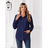Zeagoo Button Down Shirts for Women Dressy Printed Long Sleeve Blouse(A Navy Blue)
