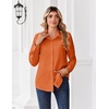 Zeagoo Button Down Shirts for Women Dressy Printed Long Sleeve Blouse(A Orange)