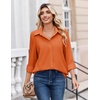 Zeagoo Button Down Shirts for Women Dressy Printed Long Sleeve Blouse(A Orange)
