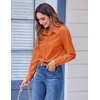 Zeagoo Button Down Shirts for Women Dressy Printed Long Sleeve Blouse(A Orange)