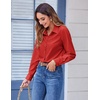 Zeagoo Button Down Shirts for Women Dressy Printed Long Sleeve Blouse(A Red)