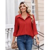 Zeagoo Button Down Shirts for Women Dressy Printed Long Sleeve Blouse(A Red)