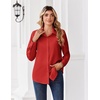 Zeagoo Button Down Shirts for Women Dressy Printed Long Sleeve Blouse(A Red)