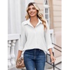 Zeagoo Button Down Shirts for Women Dressy Printed Long Sleeve Blouse(A White)