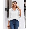 Zeagoo Button Down Shirts for Women Dressy Printed Long Sleeve Blouse(A White)
