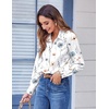 Zeagoo Button Down Shirts for Women Dressy Printed Long Sleeve Blouse(Bf112)