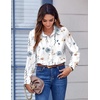 Zeagoo Button Down Shirts for Women Dressy Printed Long Sleeve Blouse(Bf112)