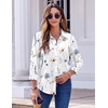 Zeagoo Button Down Shirts for Women Dressy Printed Long Sleeve Blouse(Bf112)
