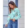 Zeagoo Button Down Shirts for Women Dressy Printed Long Sleeve Blouse(Blue Floral)
