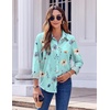 Zeagoo Button Down Shirts for Women Dressy Printed Long Sleeve Blouse(Blue Floral)